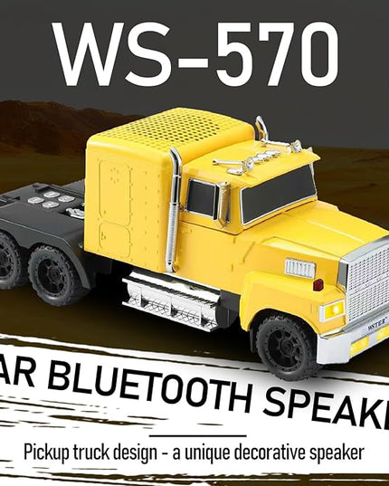 American Truck Bluetooth Speaker with HD Sound, TWS Pairing, LED Party Light, Operation Panel, Built-in Mic, Portable Car Model Speaker for Parties, Beach, Outdoor Activities (Yellow)