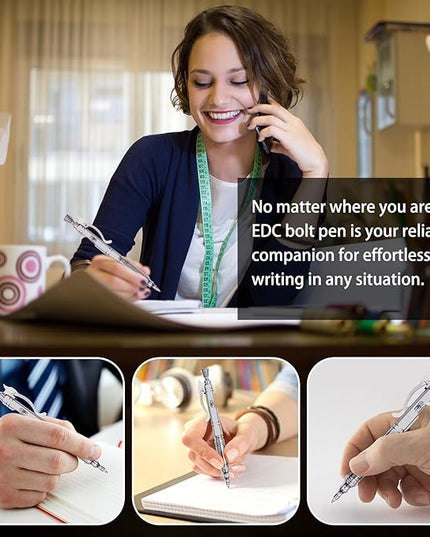 Luxury Bolt Action Pen: Heavy-Duty Stainless Steel EDC Ballpoint Pen with Retractable Mechanism and Pocket Clip - Refillable, Designed for Smooth Writing