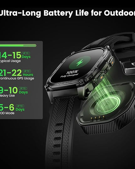 KOSPET Tank M4 Smart Watch for Men, Full Stainless Steel, GPS & Offline Maps, 10ATM Waterproof 45m Freediving, 50-Day Battery, Bluetooth Calls, 24/7 Heart Monitor, for Android & iOS