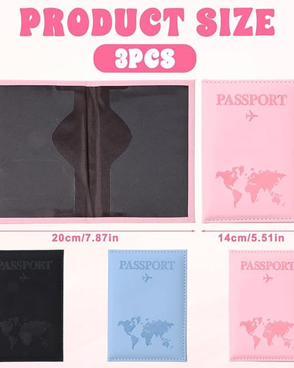 3 Pack Passport Covers, Passport Holder for Travel Passports Wallet Cover Case for Women Passports Book Holders for Women and Men Travel Must Haves Accessories