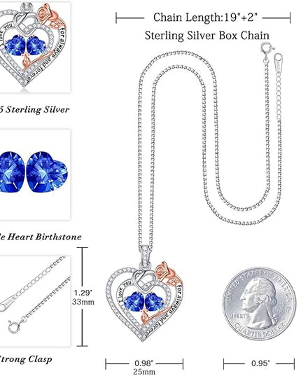 Iefil Christmas Gifts for Wife Women - 925 Sterling Silver Double Birthstone Necklace, Anniversary Birthday Gifts for Women, Jewelry Gift for Wife Girlfriend Mom Her