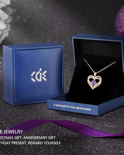 CDE Forever Love Heart Necklaces for Women, Wedding Anniversary, Birthday Mothers Day Christmas Day Gifts for Mom, Mother, Wife, friend, S925 Silver Jewelry with Birthstone Pendant