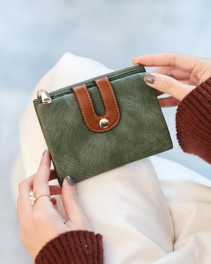 AOXONEL Women's Rfid Small Bifold Leather Wallet Ladies Mini Zipper Coin Purse id card Pocket,Slim Compact Thin