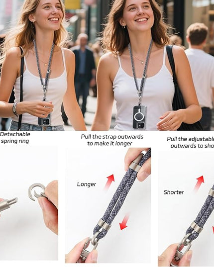 3-in-1 Adjustable Phone Lanyard Crossbody Cell Phone Neck Strap Universal Mobile Wrist Lanyard