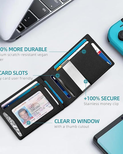 Zitahli Men's Wallets Airtag Holder Slim Rfid Leather with Gift Box