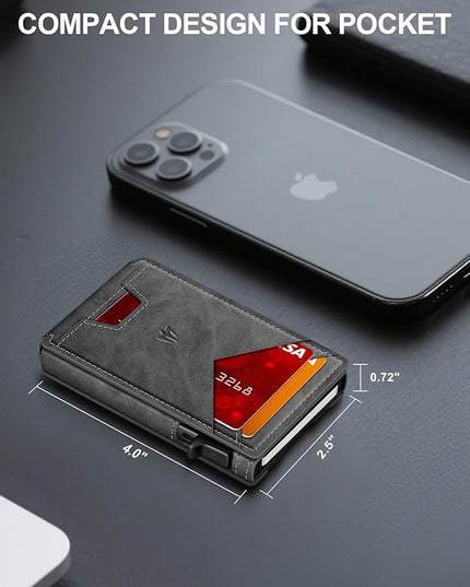 Ruiici Wallet for Men，Slim Minimalist Wallet with Money Clip ＆ ID Window, RFID Blocking Pop-Up Credit Card Holder (Minimalist Wallet, Gray)