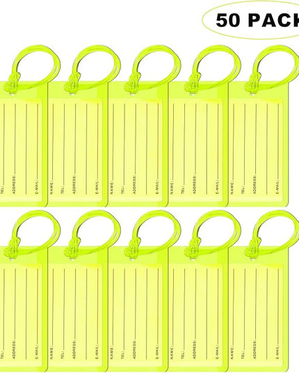 50 Pack Luggage Tags for Suitcases, Airplane Travel Essentials for Flying, International Travel Must Haves, and Luggage Accessories by Sodsay