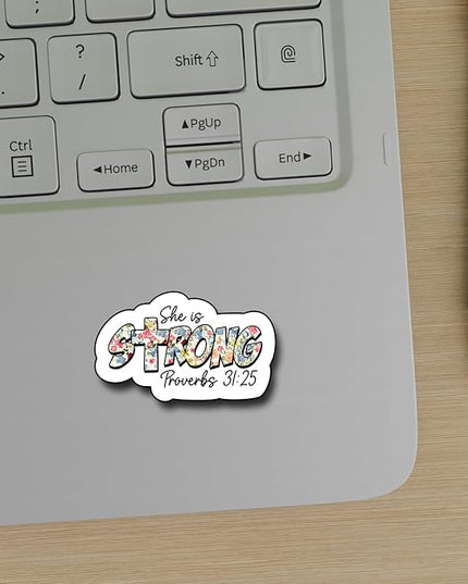 (3Pcs) She is Strong Sticker, Christian Gifts Decorate Books Laptop Phone, Water Bottles Kindles Stickers, Tumbler Sticker Waterproof Vinyl Decorate 3 x 2 Inch