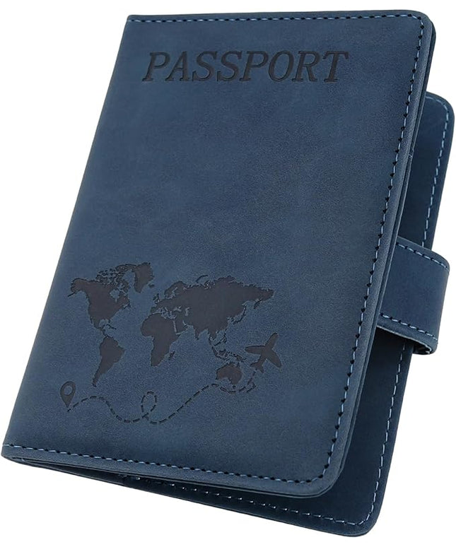 ILIYAH-Passport Cover-Passport Holder Travel Wallet-RFID Blocking Passport Case Travel Accessories Card Holder Wallet Unisex Travel Gifts(Navy)