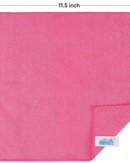 HOMEXCEL Pink Microfiber Cleaning Cloth, 24 Pack Cleaning Towels for Kitchen, Lint Free, Scratch-Free, Highly Absorbent, and Reusable Cleaning Rags for House, Window and Glass, Cars, 11.5 X11.5 inch