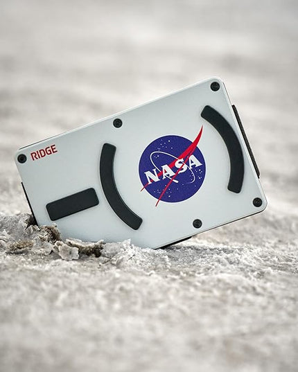 Ridge Wallets for Men Compatible with Magsafe - Slim Minimalist Compact Wallet and Card Holder, RFID Protected Front Pocket Wallets for Men with Integrated Cash Strap (Nasa)