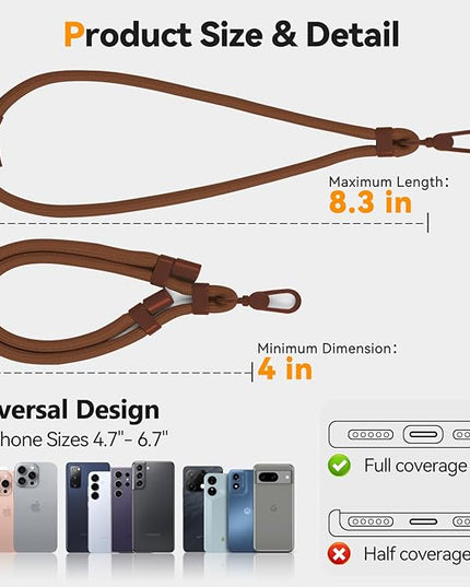 Phone Wrist Strap with 2 Phone Tether Tab, 2 Pack Adjustable Anti-Theft Cell Phone Lanyard for Travel & Outdoors
