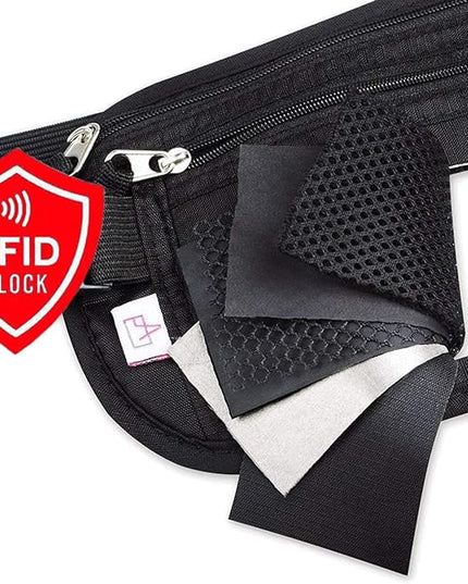 Money Belt Passport Holder for Women Men - Secure Hidden Travel Wallet Fanny Pack with RFID Blocking