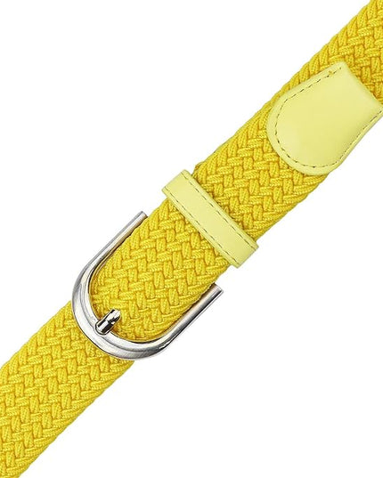 Falari Men Women Multicolored Elastic Stretch Braided Belt Canvas Fabric Woven No Holes Belt