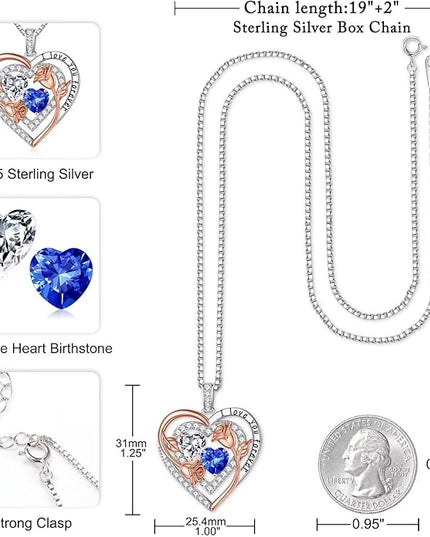 Iefil Christmas Gifts for Women - Sterling Silver Birthstone Necklace Anniversary Birthday Gifts for Her Wife Mom Daughter