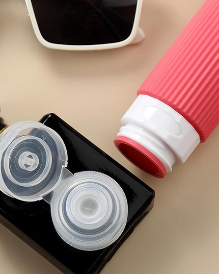 Travel Bottles for Toiletries, Tsa Approved 3oz Portable Travel Bottles, BPA Free Leak Proof Squeezable Silicone Travel Size Containers, Travel Accessories with Clear Toiletry Bag (4 Pack)