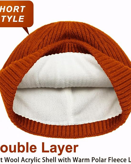 ROYBENS Swag Wool Knit Cuff Short Fisherman Beanie for Men Women, Winter Warm Hats