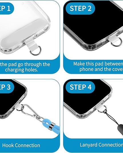 CACOE Phone Lanyard 2 Pcs-1 Pcs Adjustable Neck Strap, 1 Pcs Wrist Strap, 2 Pads, Universal Crossbody Multifuctional Cell Phone Lanyards Compatible with Most Smartphones(Light Blue)