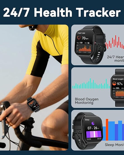 AI Smart Watch for Men Women with ChatGPT, 1000mAh Fitness Tracker 60-Day Standby Time, 1.96" HD SmartWatch with 200+ Sport Modes/Heart Rate/Sleep Monitor, IP68 Waterproof Pedometer for Android iOS