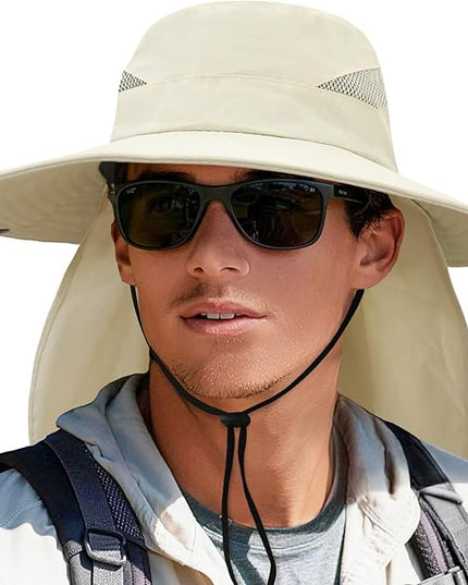PFFY Sun Bucket Hats for Men Women 3” Wide Brim UPF 50+ Fishing & Beach Hat