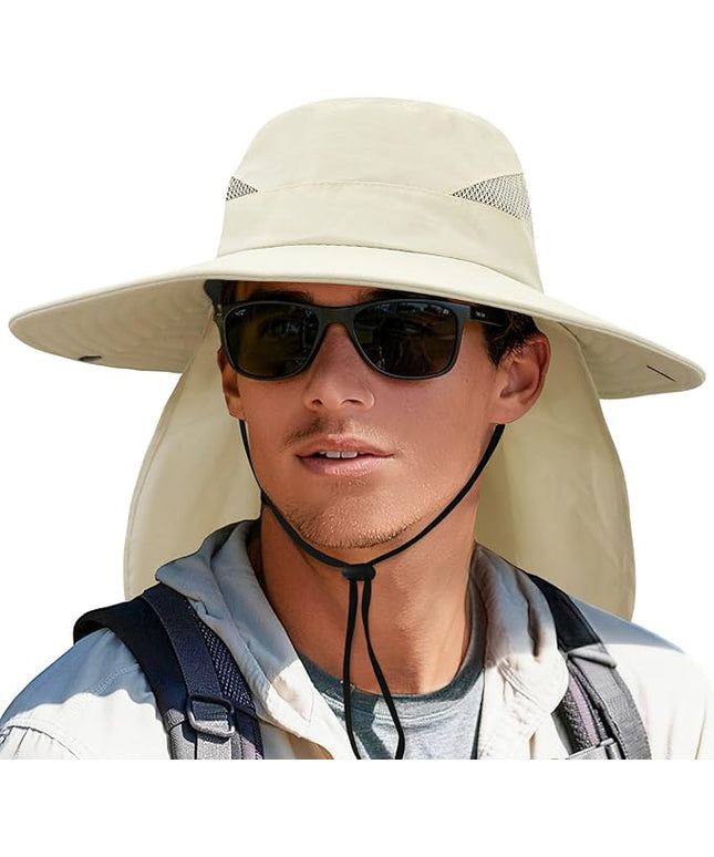 PFFY Sun Bucket Hats for Men Women 3” Wide Brim UPF 50+ Fishing & Beach Hat