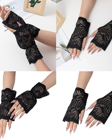Elegant Lace Flower Gloves Detachable Cuff Sleeves Hand Wear Accessory for Women Fashion Layering Formal Outfit