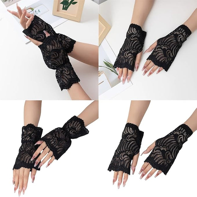 Elegant Lace Flower Gloves Detachable Cuff Sleeves Hand Wear Accessory for Women Fashion Layering Formal Outfit