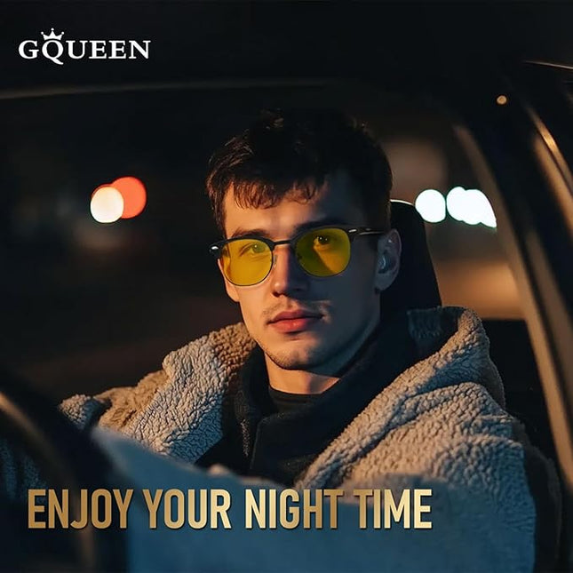 GQUEEN Classic Horn Rimmed Semi Rimless Polarized Sunglasses for Men Women GQO6