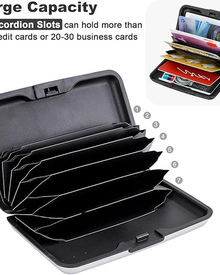 ELFISH Mini RFID Aluminum Wallet Credit Cards Holder Business Card Case Metal ID Case for Men Women (Silver)