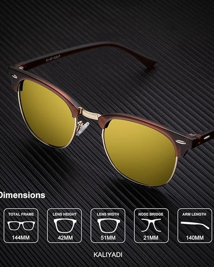 KALIYADI Polarized Sunglasses for Men and Women Semi-Rimless Frame Driving Sun glasses UV Blocking