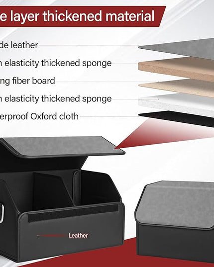JEYODA Suede Leather Trunk Organizer, Large Capacity Soft Car Organizers and Storage,foldable,with lip, for Car SUV/Jeep/Sedan/Home/Camping (Grey,Small)