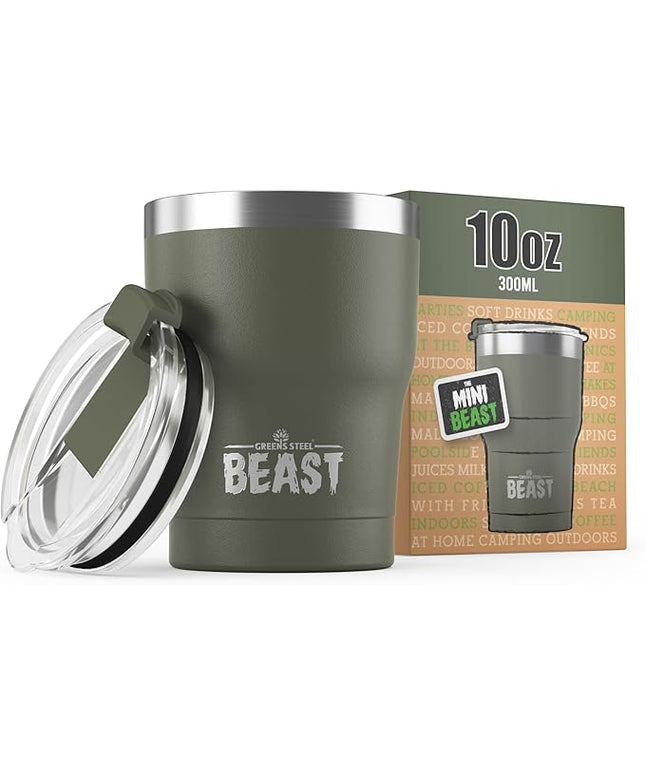 Beast 10 oz Tumbler Stainless Steel Vacuum Insulated Coffee Ice Cup Double Wall Travel Flask (Army Green)