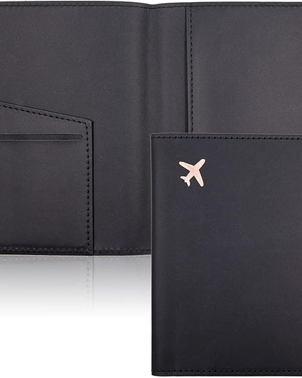 Deziliao Passport Holder,Passport Holder Card Slots, Passport and Vaccine Card Holder Combo, Cute Passport cover for Women and Men, with Waterproof Rfid Blocking, Passport Travel Wallet(Black)