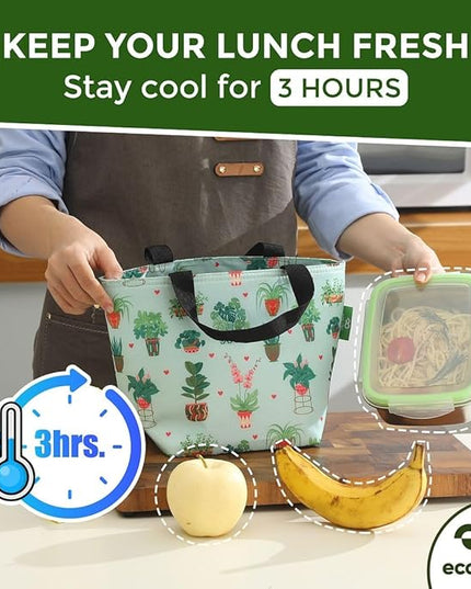 ECO CHIC Insulated Lunch Bag - Waterproof, Reusable Office Lunch Tote Bag for Women & Men - Durable Cooler in Cute Colorful Designs - Ideal for daily lunching