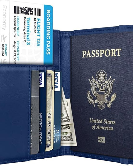 Passport Holder Cover Travel RFID Blocking Passport Cover Rose Gold Cute Flowers Passport Wallet with Elastic Band for Women