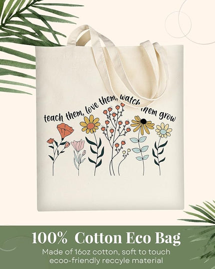 AUSVKAI Canvas Tote Bag Aesthetic for Women, Cute Cloth Cotton Bags for College Shopping Beach Grocery and Trendy Gifts