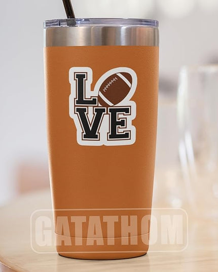 (3PCS) Love Football Sticker Decals Football Accessories Football Love, Waterproof Vinyl Decal for Laptop Tumbler Scrapbook Water Bottle Phone Case, Gift for Dad Mom Girls Football Player, 3" x 2.6 "