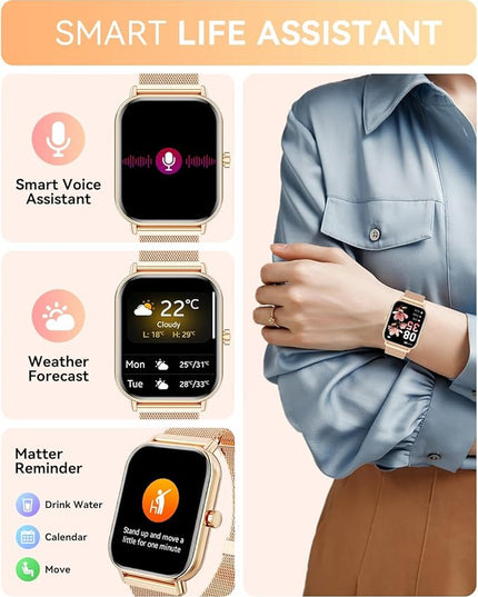 Smart Watch for Women Men, Fitness Tracker Watch for Android Phones iPhone Compatible, 1.85" Smart Watches for Women Men, 110+ Sport Modes Smartwatch (2 Strap)