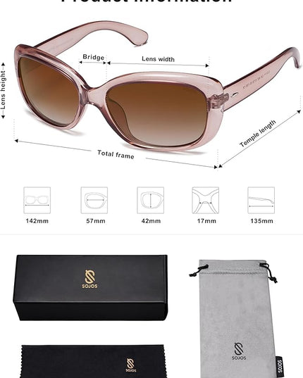 SOJOS Vintage Square Sunglasses for Women Polarized UV Protection Havana Frame SJ2111