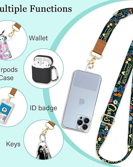 Floral Phone Lanyard Crossbody Strap, Chaos Coordinator Cell Phone Lanyards for Around the Neck, Wrist Strap Wristlet Adjustable Accessories Travel Essentials Gift for Women