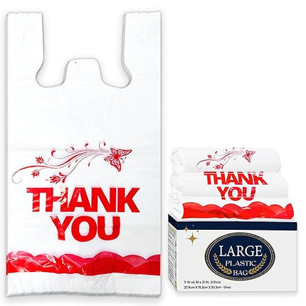 YoYoRain Thank you bags, 500PCS T shirt bags, To Go Bags,Grocery bags, Reusable and Disposable,Perfect for Small Business,Take Out,Retail