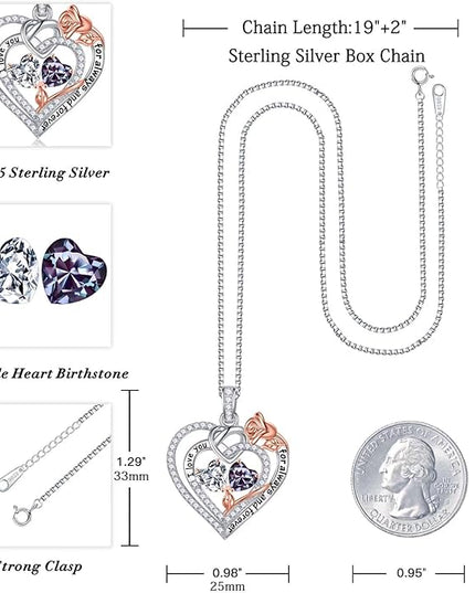 Iefil Christmas Gifts for Wife Women - 925 Sterling Silver Double Birthstone Necklace, Anniversary Birthday Gifts for Women, Jewelry Gift for Wife Girlfriend Mom Her