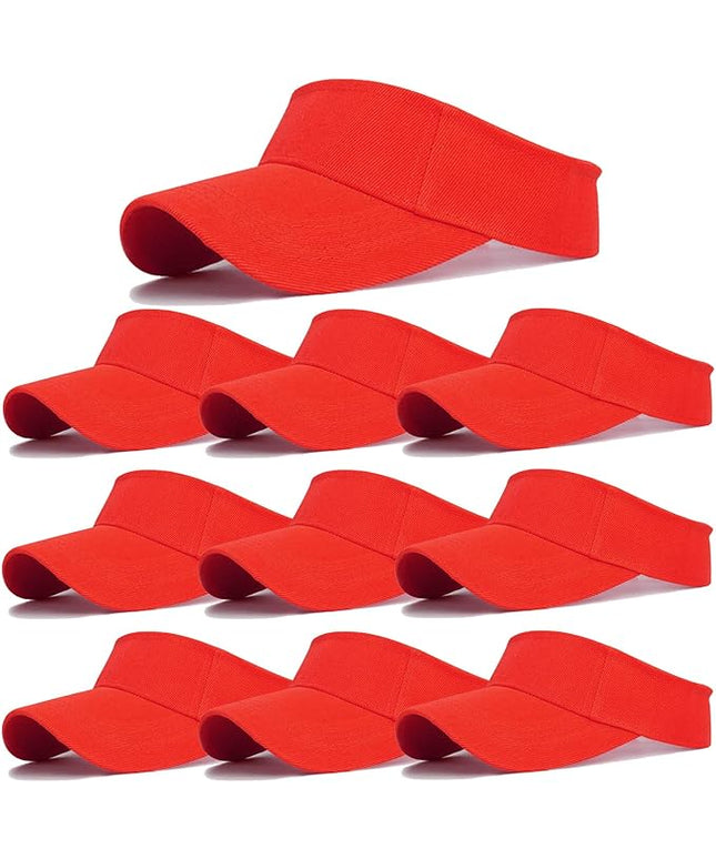 10 Pack Men Women Sun Visor Adjustable UV Protection Blank Sun Visor Hats Caps for Beach Pool Golf Tennis Sports