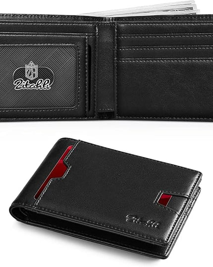 Zitahli Mens-Wallet-Slim-Leather-RFID Blocking Wallet for Men Minimalist Bifold Credit Card Holder with Gift Box