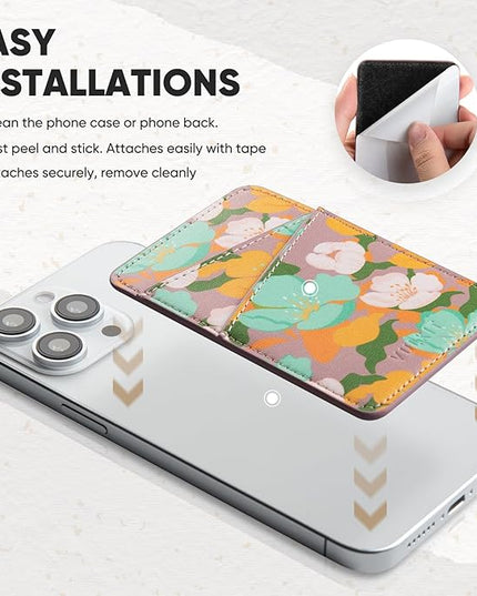 VULKIT Phone Card Holder Wallet Leather Adhesive Pocket RFID Blocking Credit Card Sleeves Stick Back of Phone Smartphones