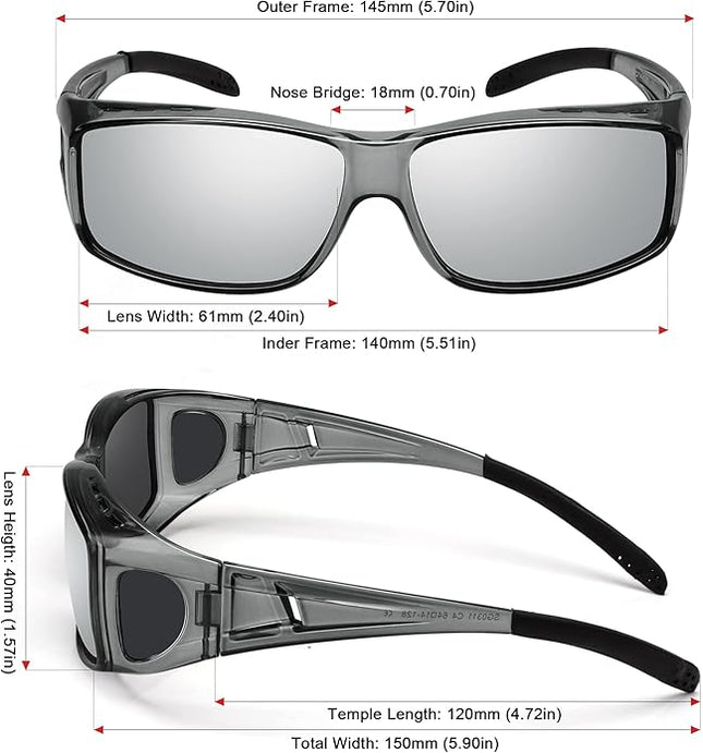 MEETSUN Fit Over Glasses Sunglasses for Men Women,Wrap Around Sunglasses Polarized UV400 Protection