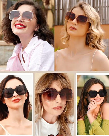 Dollger Oversized Square Sunglasses for Women Big Large Wide Fashion Shades for Men UV Protection Unisex