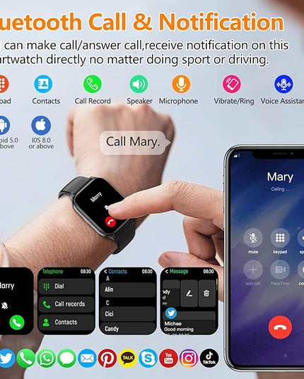 Smart Watch for Women Men with Text and Call, 2025 New AI Smartwatches with Heart Rate/SpO2/Sleep/Stress Monitor, 100+ Sports Modes, GPS Fitness Watches Compatible with iOS/Android (GPS, Black)