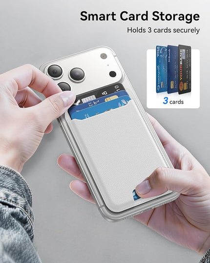 TWZKG for MagSafe Wallet, 3 Card Holder, Slim Magnetic Phone Wallet for iPhone 17/16/15/14/13/12 Pro Max Plus Air Series,RFID Blocking Vegan Leather,White