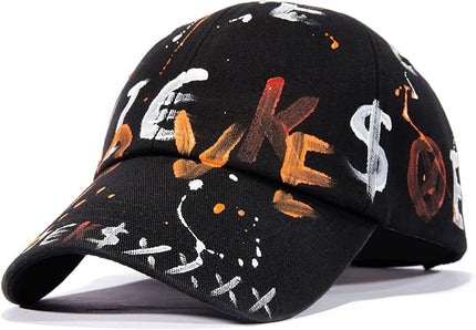 Trendy Unisex Graffiti Baseball Cap, Adjustable Cotton Baseball Cap for Men & Women, Athletic Streetwear Hat